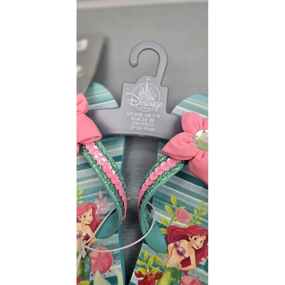 Disney Store Princess Ariel Flip Flops Sandals Shoes Girl Size 9/10